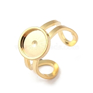 201 Stainless Steel Pad Ring Settings, with 201 Stainless Steel Tray, Round, Real 18K Gold Plated, Inner Diameter: 18mm, Tray: 10mm.(STAS-K278-07A-G)