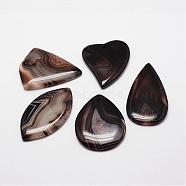 Natural Striped Agate/Banded Agate Pendants, Mixed Shapes, Dyed, Coconut Brown, 45~59x34~49x5.5~7mm, Hole: 2mm(G-P155-06D)