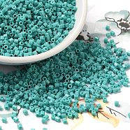 Opaque Glass Seed Beads, Hexagon(Two Cut), Dark Turquoise, 2x1.5mm, Hole: 0.9mm(SEED-S042-22B-04)