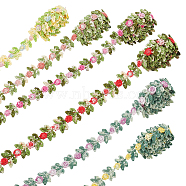 Elite 6 Yards 6 Colors Polyester Embroidery Ribbon, Flower Lace Trim, Mixed Color, 5/8 inch(15mm), 1 yard/color(SRIB-PH0001-26)