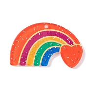 Rainbow Theme Acrylic Pendants, Heart, 24x40x2.5mm, Hole: 1.7mm(MACR-U003-01C)