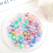 Transparent Bubble Acrylic Beads, Gradient Color, Round, Mixed Color, 21.5x16mm, Hole: 3.7mm(X-TACR-F008-05)