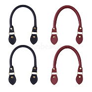 2 Pairs 2 Colors Leaf End Microfiber Leather Sew on Bag Handles, with Alloy Studs & Iron Clasps, Bag Strap Replacement Accessories, Mixed Color, 39.5x3.15x1.25cm, 1 pair/color(FIND-HY0002-32)
