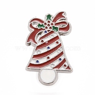 Christmas Bell Enamel Pin, Alloy Badge for Backpack Clothes, Platinum, Red, 27x17x2mm(JEWB-G010-14P)