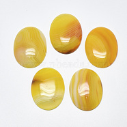 Natural Banded Agate/Striped Agate Cabochons, Dyed, Oval, Gold, 40~41x30x7~9mm(G-T122-22F)
