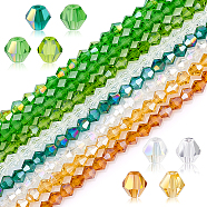 8 Strands 8 Colors Imitation Austrian Crystal 5301 Bicone Beads, Faceted Glass Beads Strands, Mixed Color, 6x5.5~6mm, Hole: 1~1.2mm, about 47~48pcs/strand, 10.24 inch~10.43 inch(26~26.5cm), 1 Strand/color(GLAA-GA0001-90A)