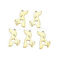Ion Plating(IP) 201 Stainless Steel Pendants, Dog, Nickel Free, Real 18K Gold Plated, 24.5x16x1.5mm, Hole: 1.8mm(STAS-T063-178G)