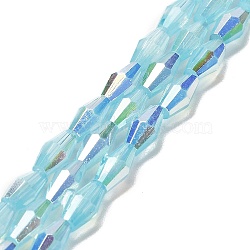Baking Painted Glass Beads Strands, Imitation Opalite, Faceted, AB Color, Bicone, Pale Turquoise, 4x8mm, Hole: 0.9mm, about 67pcs/strand, 22.44''(57cm)(DGLA-D001-01F)
