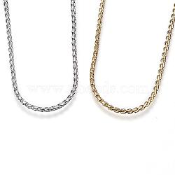 304 Stainless Steel Twisted Chain Necklaces, with Lobster Claw Clasps, Mixed Color, 19.7 inch(50cm), 2mm(NJEW-D285-22)