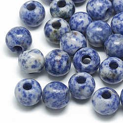 Natural Blue Spot Jasper Beads, Large Hole Beads, Rondelle, 14x12mm, Hole: 5.5mm(G-T092-14mm-11)
