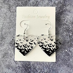 Fashionable Acrylic Bat Earrings for Women, Halloween Party Ear Accessories, Heart, Platinum, 55mm(HR1721-3)