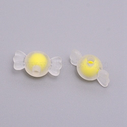 Transparent Clear Acrylic Beads, Frosted, DIY Accessories, Bead in Bead, Candy, Yellow, 8.5x16.5x8.5mm, Hole: 2mm(FACR-CJC0002-01A)