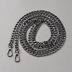 Bag Strap Chains, with Aluminum Curb Link Chains and Alloy Swivel Clasps, Gunmetal, 160cm(IFIN-WH0051-01B)