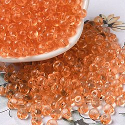 Transparent Acrylic Beads, Top Drilled, Round, Dark Orange, 5.5x5x4mm, Hole: 1.2mm, about 833pcs/50g(X-MACR-K359-02E)