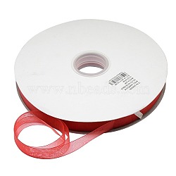 Polyester Organza Ribbon, Red, 3/8 inch(9mm), 200yards/roll(182.88m/roll)(ORIB-L001-03-250)