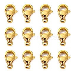304 Stainless Steel Lobster Claw Clasps, Parrot Trigger Clasps, Manual Polishing, Real 24K Gold Plated, 9x5x2.5mm, Hole: 1mm(STAS-R050-9x5mm-02)