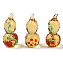 Handmade Lampwork Gourd Figurines, for Home Desktop Decoration, Pale Turquoise, 13x14x28mm(LAMP-G161-01)