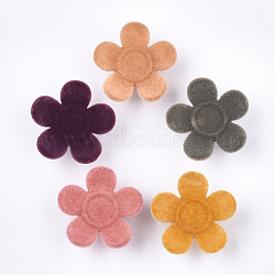 Flocky Acrylic Buttons, Shank Button, 1-Hole, Flower, Mixed Color, 27x28x10mm, Hole: 3.5mm(FIND-T046-16)
