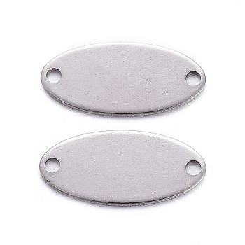 Tarnish Resistant 201 Stainless Steel Links connectors, Stamping Blank Tag, Oval, Stainless Steel Color, 16.5x7.5x0.7mm, Hole: 1.4mm