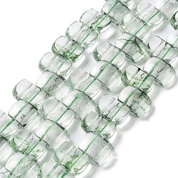 Transparent Glass Imitation Gemstone Beads Strands, Rectangle, Dark Sea Green, 17x12.5x7.5~8mm, Hole: 1.2mm, about 28pcs/strand, 13.78 inch(35cm)