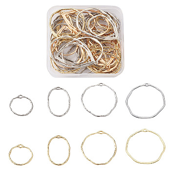 Alloy Open Back Bezel Pendants, For DIY UV Resin, Epoxy Resin, Pressed Flower Jewelry, Mixed Shapes, Stainless Steel Color, 48pcs/box