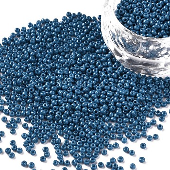 11/0 Grade A Baking Paint Glass Seed Beads, Round, Dodger Blue, 2.3x1.5mm, Hole: 1mm, about 5300pcs/50g