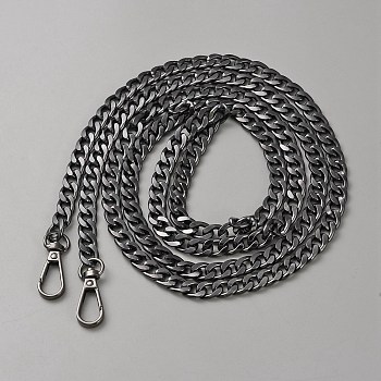 Bag Strap Chains, with Aluminum Curb Link Chains and Alloy Swivel Clasps, Gunmetal, 160cm