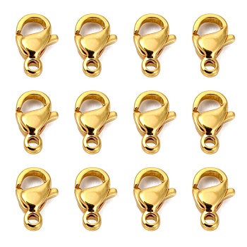 304 Stainless Steel Lobster Claw Clasps, Parrot Trigger Clasps, Manual Polishing, Real 24K Gold Plated, 9x5x2.5mm, Hole: 1mm