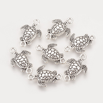 Tibetan Style Alloy Links connectors, Sea Turtle, Cadmium Free & Lead Free, Antique Silver, 21x14.5x4mm, Hole: 2mm