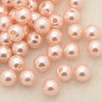 Imitation Pearl Acrylic Beads, Dyed, Round, Pink, 16x15.5mm, Hole: 2mm, about 250pcs/pound