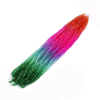 Gradient Color Baking Painted Glass Bead Strands, Faceted, Bicone, Colorful, 2.9~3.3x2.5mm, Hole: 0.8mm, about 146~150pcs/strand, 15.35~16.2''(39~40.5cm)