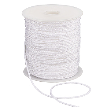 100 Yards Nylon Chinese Knot Cord, Round, White, 2mm