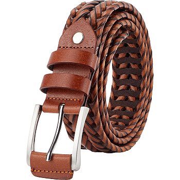 Braided Imitation Leather Chain Belts, with Alloy Clasps, Peru, 44-7/8 inch(114cm)