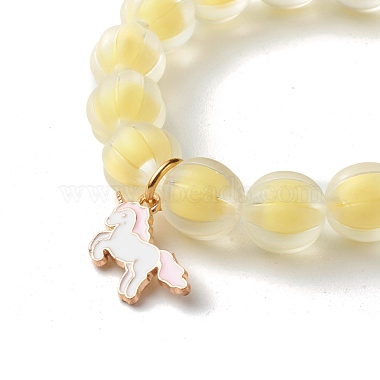 Bead in Bead Transparent Acrylic Pumpkin Beads Stretch Bracelet for Kid(BJEW-JB06593)-5