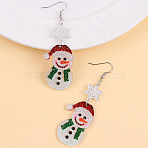 Christmas Acrylic Dangle Earrings, Platinum, Snowman, 84x26mm(FS-WGA1292-01)