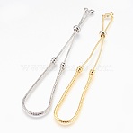 Adjustable Brass Bolo Bracelets, Slider Bracelets, with Cubic Zirconia, Lead Free & Cadmium Free & Nickel Free, Long-Lasting Plated, Mixed Color, 1-1/2 inch~2-7/8 inch(3.8cm~7.4cm), 1~5mm(BJEW-P218-05)