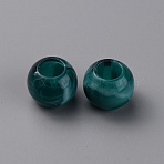 Acrylic European Beads, Imitation Shell Color, Large Hole Beads, Rondelle, Teal, 12x9mm, Hole: 6mm(OACR-WH0028-18D)