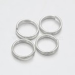Brass Split Rings, Double Loops Jump Rings, Silver, 8mm, Hole: 1mm, about 7mm inner diameter, about 318pcs/50g(X-KK-E647-10S-8mm)