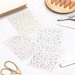 4Sheets 4 Colors PET Waterproof Self-Adhesive Moon Star Sun Decorative Stickers, Baroque Style Decals for Kid's Art Craft, Mixed Color, 100x80x0.1mm, Sticker: 2~16x2~10x0.1mm, 1sheet/color(MRMJ-LP0002-13)