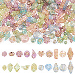100G Transparent Acrylic Beads, Golden Metal Enlaced, Mixed Shapes, Mixed Color, 8~32mm, Hole: 1~4mm(OACR-BT0001-06)