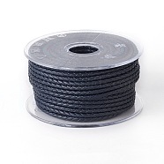 Braided Cowhide Cord, Leather Jewelry Cord, Jewelry DIY Making Material, Midnight Blue, 3mm, about 10.93 yards(10m)/roll(WL-I003-3mm-C-14)