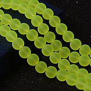 Transparent Glass Bead Strands, Frosted, Round, Green Yellow, 10mm, Hole: 1.3~1.6mm, about 80pcs/strand, 31.4 inch(GLAA-S031-10mm-30)
