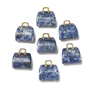 Natural Blue Spot Jasper Brass Pendants, Handbag Charms, Golden, 27.5x26x12mm, Hole: 6.3x5mm(KK-E274-01G-19)