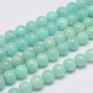 Natural Amazonite Bead Strands, Round, 8mm, Hole: 0.8~1mm, about 51pcs/strand, 15.7 inch(G-P204-01-8mm)