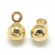 Brass Charms, Round, Real 18K Gold Plated, 7x4.7mm, Hole: 1mm(KK-T032-181G)