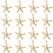 60Pcs 304 Stainless Steel Pendants, Starfish/Sea Stars, Real 24K Gold Plated, 17.5x15.5x2mm, Hole: 1mm(STAS-BBC0003-49)