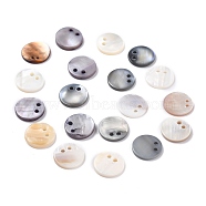 Natural Freshwater Shell Charms, Flat Round, Mixed Color, 10~12x1~2mm, Hole: 1.5mm(BSHE-B003-14)