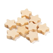 Natural Maple Wood Beads, Star, Undyed, Bisque, 19x18.5x5.5mm, Hole: 2mm, about 714pcs/500g(WOOD-M007-12)