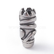 304 Stainless Steel Beads, Column, Antique Silver, 14.5x5~6mm, Hole: 3.5mm(STAS-G186-20AS)
