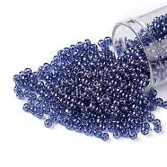 TOHO Round Seed Beads, Japanese Seed Beads, (327) Gold Luster Lavender, 8/0, 3mm, Hole: 1mm, about 1111pcs/50g(SEED-XTR08-0327)